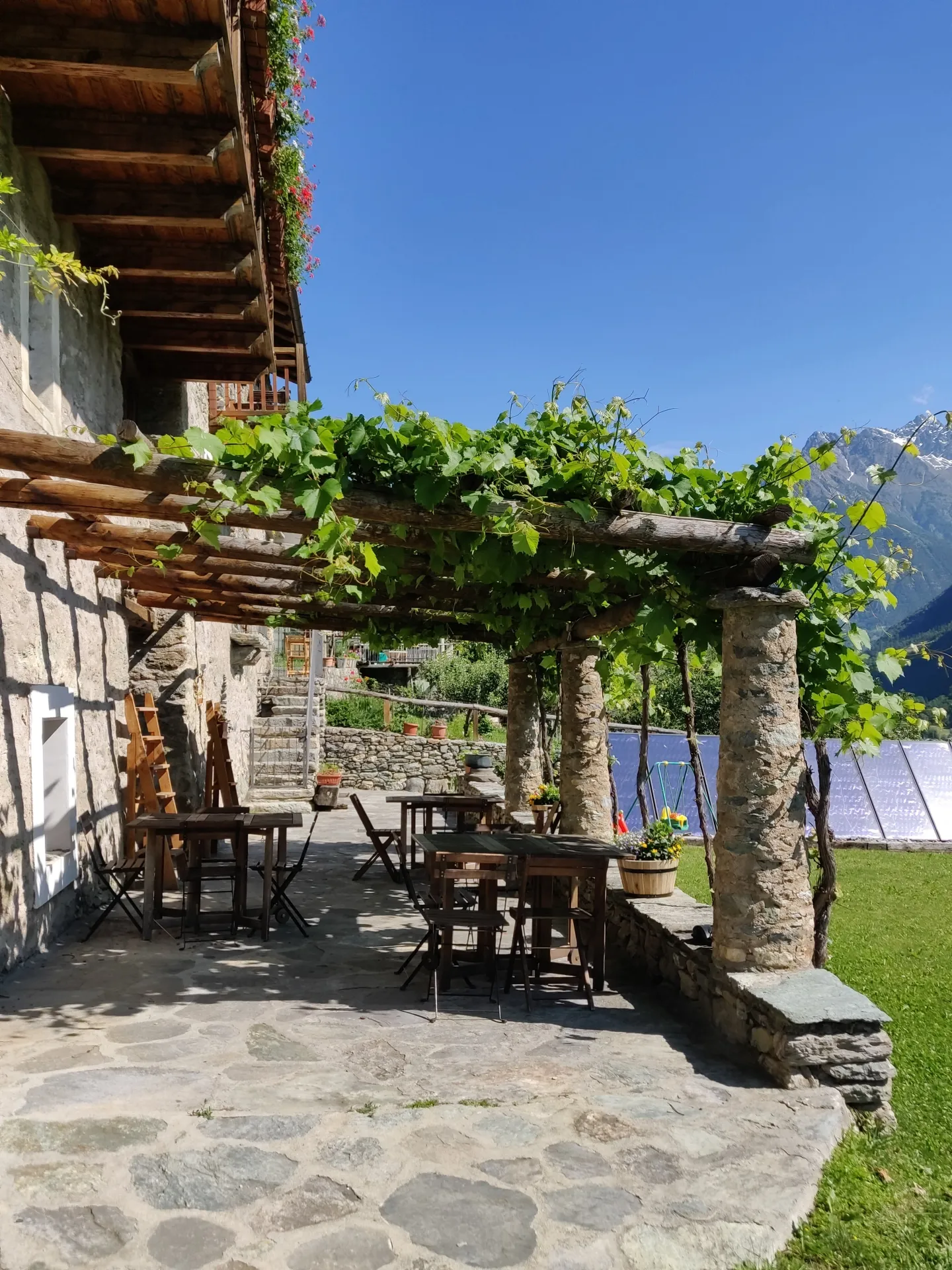 Giardino, pergolato e barbecue